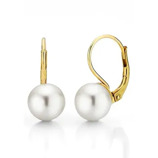 Paar Ohrhänger FIRETTI "Schmuck Geschenk Gold 375 Ohrschmuck Patentbrisur Perle" Gr. 9, gold (gelbgoldfarben, weiß), Ohrringe, Damen, 9, Gelbgold 375 Perlen, Gelbgold 375, Perlen, Paar Ohrhänger, Made in Germany - mit Süßwasserzuchtperle