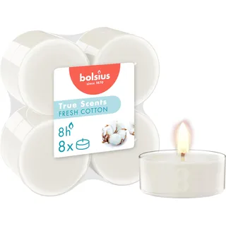 Bolsius True Scents - Maxi Duftteelichter - Fresh Cotton - weiß - 8 Stück