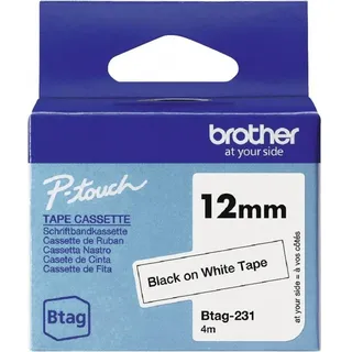 Brother Btag-231 Beschriftungsband, 12mm, schwarz/weiß (BTAG231)