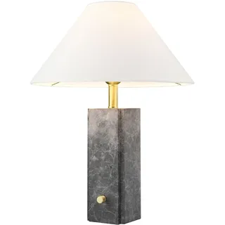Tischleuchte Marmor Fuß 50 cm in Grau Weiß Messing E27 Nachttisch Beistell Lampe