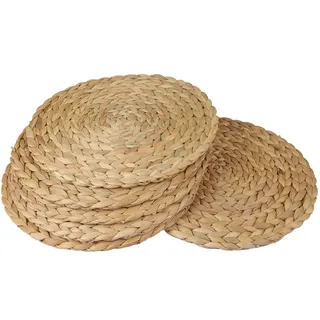 wiipara Runde Platzsets aus Seegras - Wasserhyazinthe (30cm), 6er Set Tischuntersetzer Tischsets Abwaschbar, Handgemachte Platzdeckchen Rund Natur für Esstisch, Küche, Boho Heimdeko, Bauernhausstil