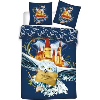 Harry Potter Bettwäsche Set Bettbezug 140x200 cm und Kissenbezug 63x63cm für das Kinderzimmer - Blau