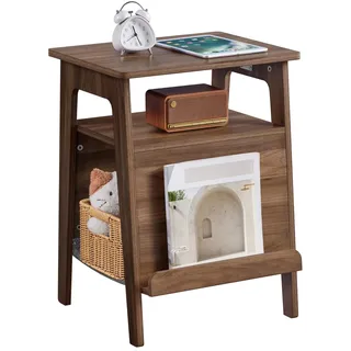 Yaheetech Beistelltisch mit Katzenbett Couchtisch mit Katzenhaus & Kratzbrett Mehrzweckmöbel für Wohnzimmer & Schlafzimmer & Flur (Nussbaum)