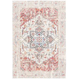Pergamon Vintage Designerteppich Finesse Orient Keshan , Rot, Creme , Textil , 120x170 cm , Teppiche und Böden, Teppiche, Vintageteppiche