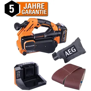 AEG 18V Akku-Bandschleifer BHBS18-75BL Set Brushless Schleifmaschine Schleifer 1x Starter Set 4,0 Ah Akku + Ladegerät