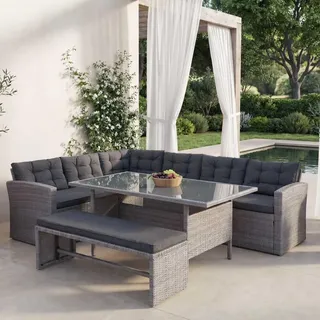 Mendler Poly-Rattan-Garnitur 3-tlg. Grau