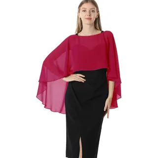 Hotshawl Capelets für Damen, Chiffon-Umhang, Schals und Wickeltuch, für Abendkleid, Hochzeitsumhänge, Dunkelrot, Einheitsgröße