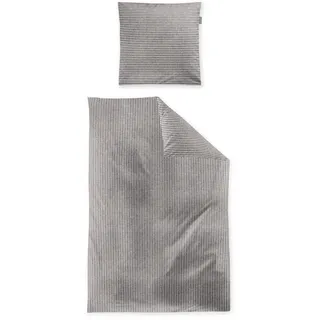 IRISETTE Mink 8872 Gestreift Silber 135 x 200 cm + 2 x 80 x 80 cm
