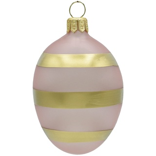 Vitbis Transparente Pastelleier – Handbemalte Glaskugeln – Ostern Weihnachtsbaum Frühlingsschmuck – Küchendekoration – Rosy & Goldene Streifen – Klassisches Design – 3St