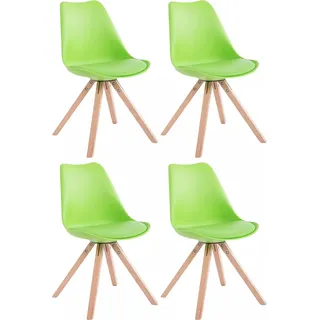 In And OutdoorMatch Esszimmerstühle Libby - Grün - Sitzhöhe 48cm - Schalenstuhl - Wohnzimmerstühle - Besucherstuhl - Küchenstühle - 4er Set - Grün