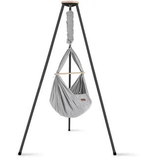 Schmusewolke Federwiege , Anthrazit, Grau , Holz, Metall, Textil , Buche , 135x194x135 cm , wendbar,Deckenmontage möglich, Feder mit Sicherheitsseil , Babymöbel & Kindermöbel, Babyzimmer, Babybetten, Stubenwagen & Babywiegen