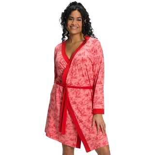 Ulla Popken Damen große Größen Übergrößen Plus Size Kimono, Country-Druck, V-Ausschnitt, 3/4-Arm hellrot 42+ 806867514-42+