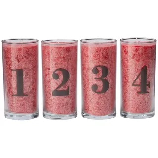 Palm Light Advent Kerzen-Set 1-4, Stearin, Rot, 4