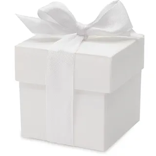 Decoraparty 10 Schachteln für Gastgeschenke mit Schleife, Bonbonschachteln für Konfekt, Markierungen für Party, Hochzeit, Taufe, Konfirmation, Kommunion, Jahrestag, Weiß