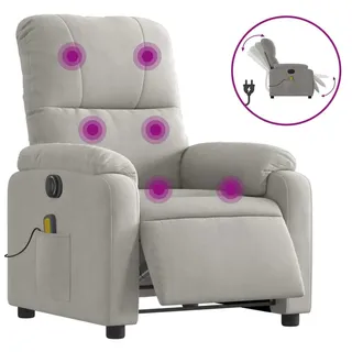 vidaXL Massagesessel Elektrisch Hellgrau Mikrofasergewebe - Grau