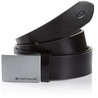 Koppelgürtel TOM TAILOR "TTBOB", Herren, Gr. 105, schwarz, Rindsleder, leicht glänzend, unifarben, Gürtel Koppelgürtel, 3,5 cm breiter Herrengürtel, modischer Klassiker, Koppelschließe