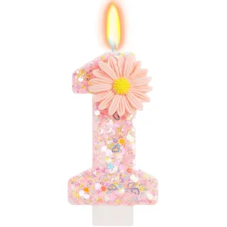 Kerze zum 1. Geburtstag Mädchen Rosa Glitzer, Geburtstagskerzen Zahlen für Kinder Kuchen, Zahl 1 Kerze Geburtstag Rosa,Kerzen für Kinder, Erwachsenen, Geburtstagsfeiern, Jubiläen und runde Geburtstage