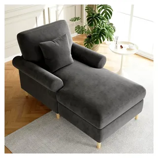 Gepolsterter Relaxsessel, klappbarer Schlafsessel, bequemer Lesesessel, Lounge-Sessel, XXL Lesesessel, samtbezogener Lounge-Sessel, Sitzsack für Wohn- und Schlafzimmer, Grau - Grau