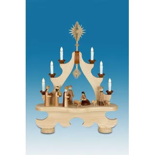 Große Spitze mit Beleuchtung - Christi Geburt / natur Breite ca 43cm NEU