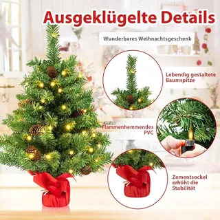 64 cm LED-Mini-Weihnachtsbaum - 50 Lichter, Tannenzapfen