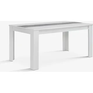 Esstisch >DINING TABLES< in Betonoptik Lichtgrau / Weiss - 160x74,7x90cm (BxHxT) - Weiß