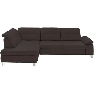 Beldomo Speed Ecksofa , Dunkelbraun , Metall , Echtleder , Rindleder , Ottomane links, nicht einzeln stellbar, L-Form , 309x211 cm , Goldenes M , Typenauswahl, Bettkasten erhältlich, Fußauswahl, Lederauswahl, Stoffauswahl, Sitzqualitäten, seitenverkehrt erhältlich, Bettfunktion erhältlich, Hocker erhältlich, Rückenfutter , Wohnzimmer, Sofas & Couches, Wohnlandschaften, Ecksofas