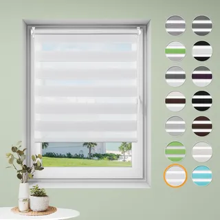 Doppelrollo klemmfix ohne Bohren B55 x H110cm-Stoffbreite 51cm Weiß Rollos für Fenster Fensterrollo innen ohne Bohren Klemmrollo Rollo Springrollos Sonnenschutz & Sichtschutz