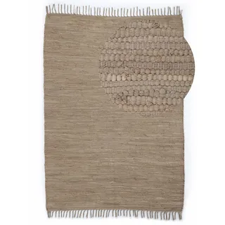 carpetfine Kelim Chindi uni Wendeteppich 120 x 170 cm Grau