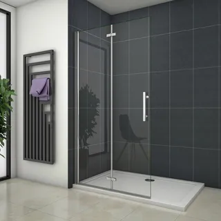 Scharniertür 70X195cm Duschabtrennung Duschwand Eckeinstieg Falttüren Duschtür mit 6mm Sicherheitsglas Duschkabine - Transparent, Silber