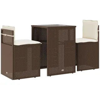 vidaXL 3-tlg Bistro-Set mit Kissen Braun Poly Rattan Modell 9