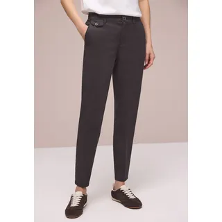 Chinohose STREET ONE, Damen, Gr. 38, Länge 28, deep earth, Web, Obermaterial: 97% Baumwolle, 3% Elasthan. Futter: 100% Polyester, unifarben, regular fit lang, Hosen Chinohose, aus Twillstoff
