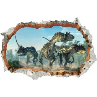 WandSticker4U®- Wandtattoo DINOSAURIER 3D XXL grün (90x60 cm) I Dino Wandsticker Dschungel Tiere Trex im Jurassic Park I Wandtattoo Dino Kinderzimmer Deko Junge Mädchen Babyzimmer GROß