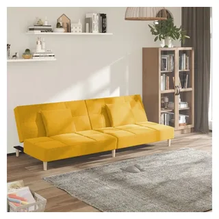 vidaXL Schlafsofa 2-Sitzer mit 2 Kissen Gelb Stoff - Gelb