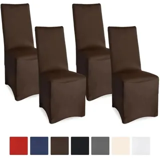 Beautissu Leona Stuhlhusse 95x45cm Braun Stretch Bankett 4tlg