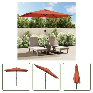 The Living Store Sonnenschirm mit Metall-Mast 300 x 200 cm Terrakotta-Rot - Braun