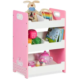 Relaxdays Kinderregal, HBT: 60 x 42,5 x 30 cm, 5 Fächer, MDF, Aufbewahrungsregal Kinderzimmer, Spielzeugregal, weiß/rosa