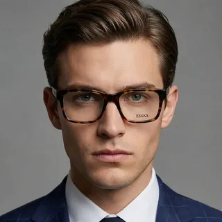Ermenegildo Zegna Brille EZ5254 054 Brown Rechteckig Acetat Rahmen 54mm
