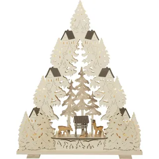 Lichterspitze Waldzauber mit Rehen LED-Beleuchtung natur BxHxT 52x65,5x5cm NEU - Naturbelassen