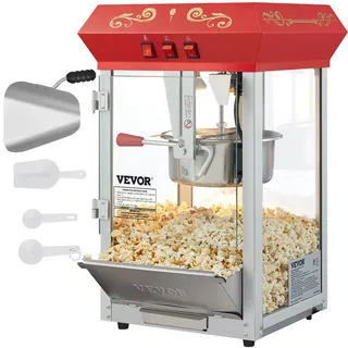 Vevor Popcornmaschine Popcornautomat Popcorngerät 850 W, 8 oz Kessel für 48 Tassen pro Ladung, Popcornmaschine für die Arbeitsplatte mit gehärtetem