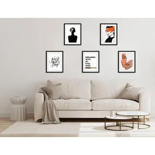 queence Bild »Dreaming« Abstrakt   Bilder von Frauen   Figuren   Frau   Gesicht   Kunst   Motivationsbilder   Schwarz-Weiß   Sprüche & Texte 5 Stk. tlg. gerahmt, bunt