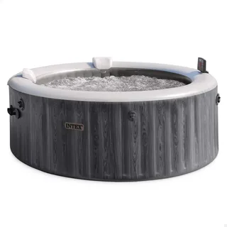 INTEX PureSpa Greywood Deluxe In- & Outdoor Whirlpool aufblasbar für 6 Personen 1098 L (216 x 71cm) - 170 Massagedüsen - 2200 W Heizsystem - APP Steuerung, Wasserenthärtungssystem & LED-Beleuchtung