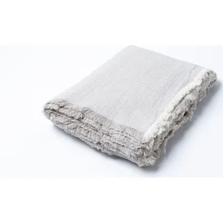 Decke mit Fransen, natur/ow, 150x200 - Weiß