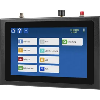 Megasat HD 7 Combo V2 – Messgerät (für DVB-S, DVB-S2, DVB-T, DVB-T2, DVB-C, DAB+, Live-TV Bild, Unicable, 8,9′′ Farbdisplay, Touchdisplay, Akku, Lampe) – Schwarz