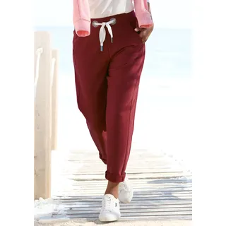 Sweathose ELBSAND "Brinja", Damen, Gr. S (36), N-Gr, rot (weinrot), Sweatware, Obermaterial: 95% Baumwolle, 5% Elasthan, unifarben, figurumspielend lang, Hosen Sweathose, mit Taschen und breiten Kordeln, Jogginghose, lässige Passform