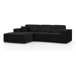 Beautysofa Ecksofa ohne Schlaffunktion Pedro L schwarz links , Schwarz , Kunststoff , L-Form,L-Form , 267x170 cm , Wohnzimmer, Sofas & Couches, Wohnlandschaften, Ecksofas