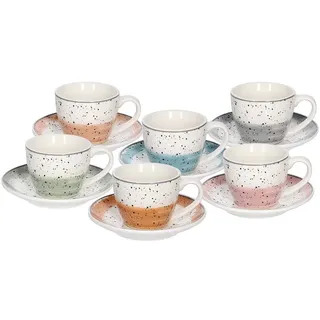 Tognana Sienna, Packung mit 6 Kaffeetassen mit Teller, New Bone China, mehrfarbig