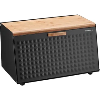 Klausberg Brotbox Brotkasten Brotkiste Holz Edelstahl Brotkorb (Black)