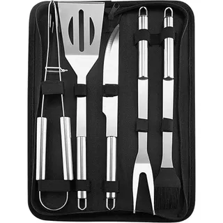 Edelstahl BBQ-Set mit Thermometer und Koffer