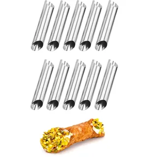 Cannoli Backform (13 cm x 3 cm), 10 St Röhrchen - EXTRA BREIT aus Edelstahl, Backform, Gerade Röhren, Sahnerollen, Hörnchen Cremerollen Schaumrollen Teigröllchen Trubotschki Backutensilien Backen