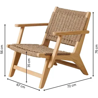 gardenson Eya Loungesessel 68 x 70 x 75 cm Teakfarben
